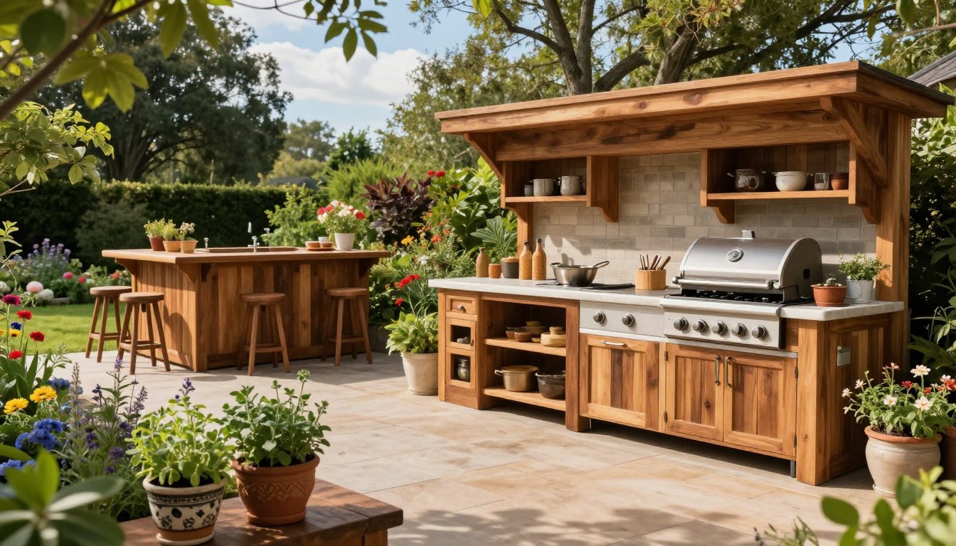 outdoor küche selber bauen holz